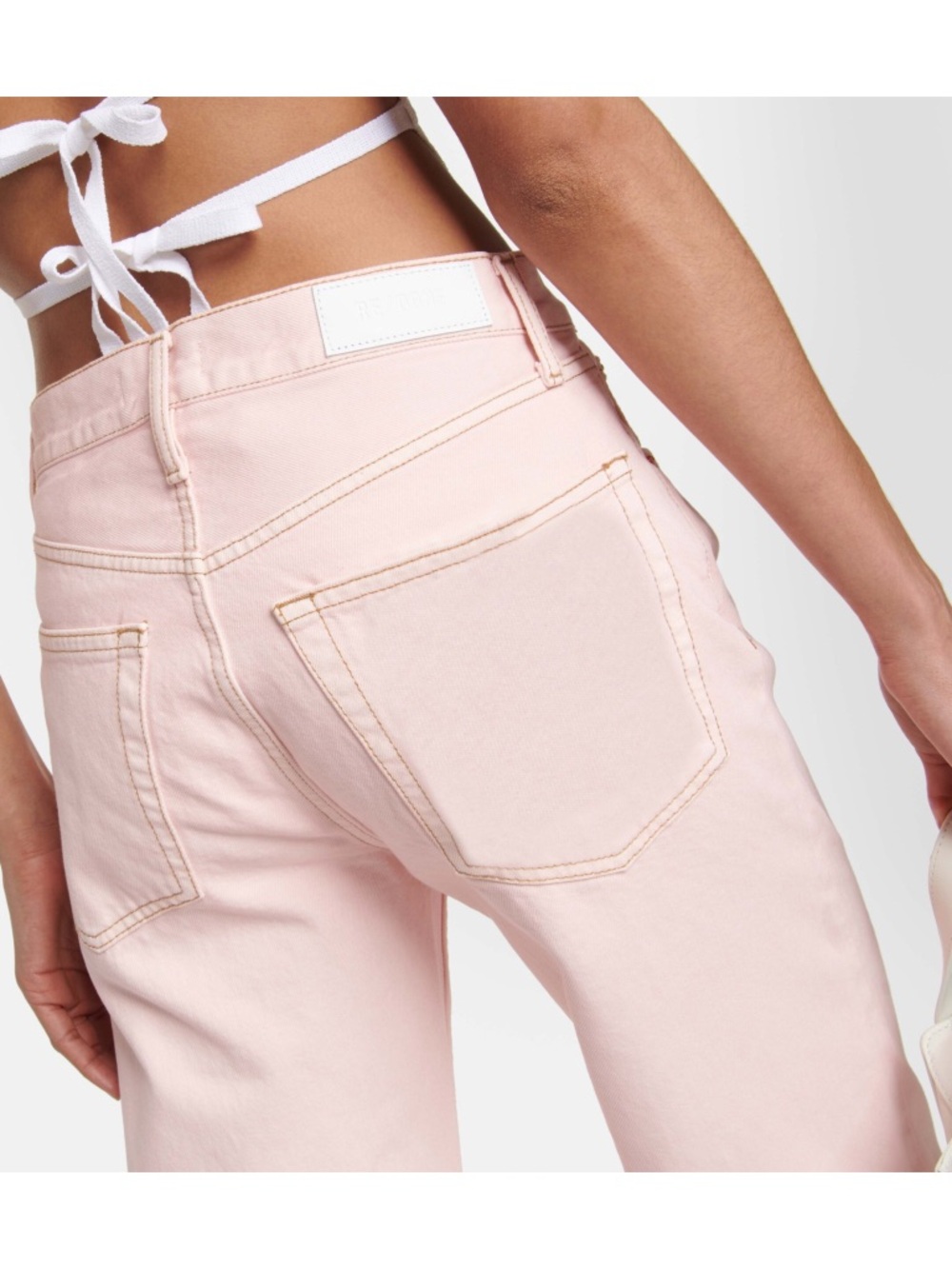 Sz 32 RE/DONE Vtg Inspired Loose Long Wide Leg Denim Jeans In Washed Pink NWT - Picture 10 of 10